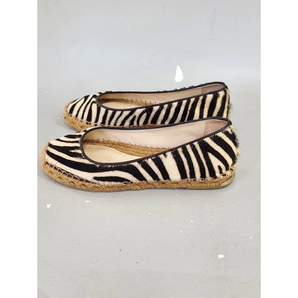 Paloma Barcelo Espadrille Flats Women 38 Zebra Calf Hair Animal Print Spain